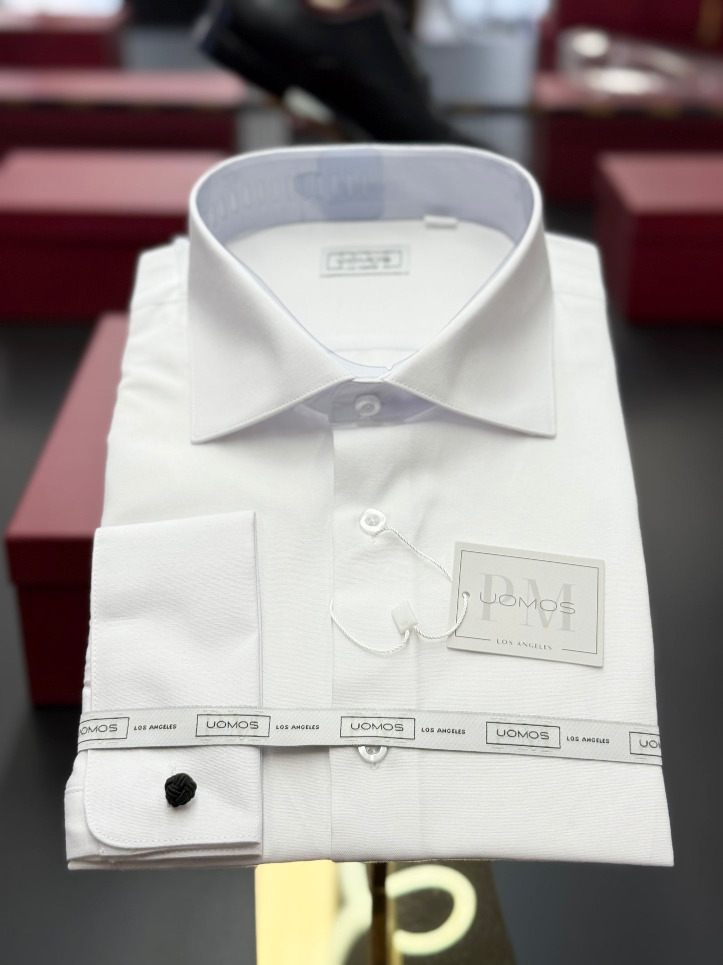 White cotton shirt with French cuffs slim