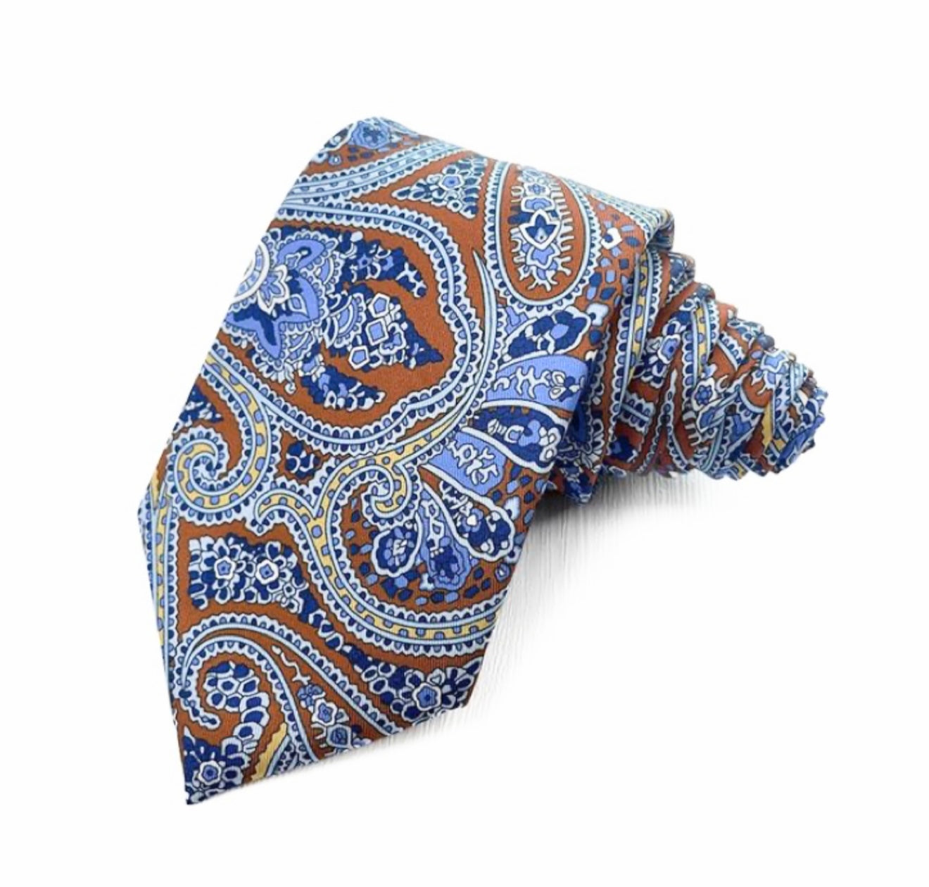 Necktie paisley bronce and blue