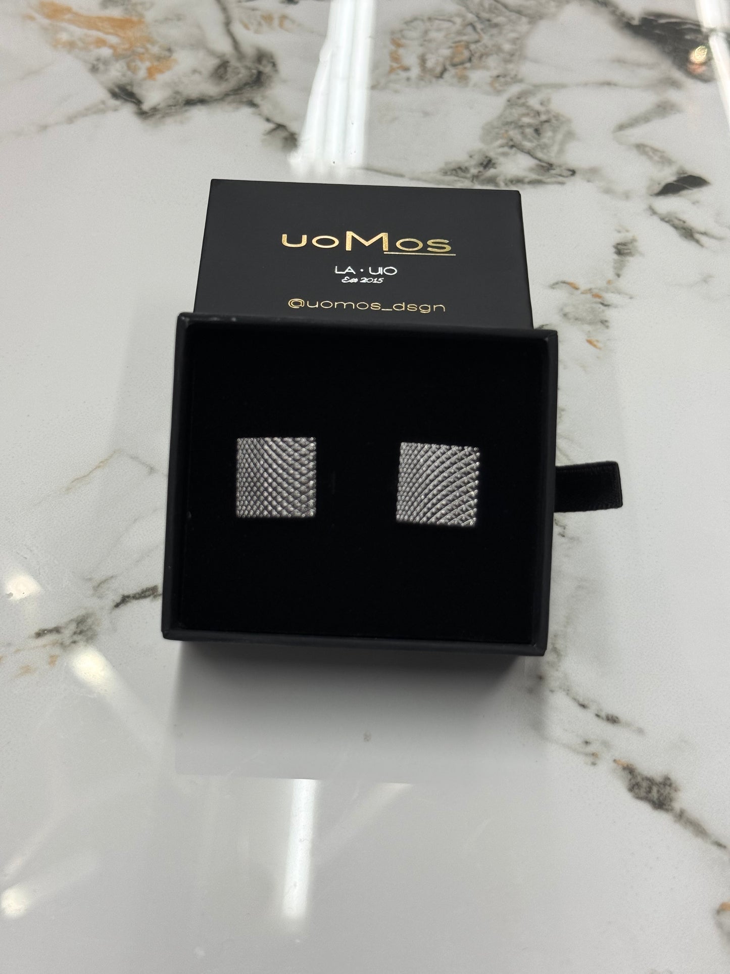 Crosshatch Square Jet Black Cufflinks