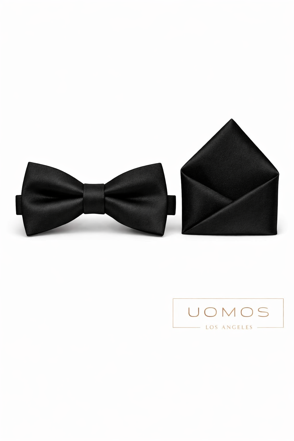 Black Bow tie & Black Pocket Square set.