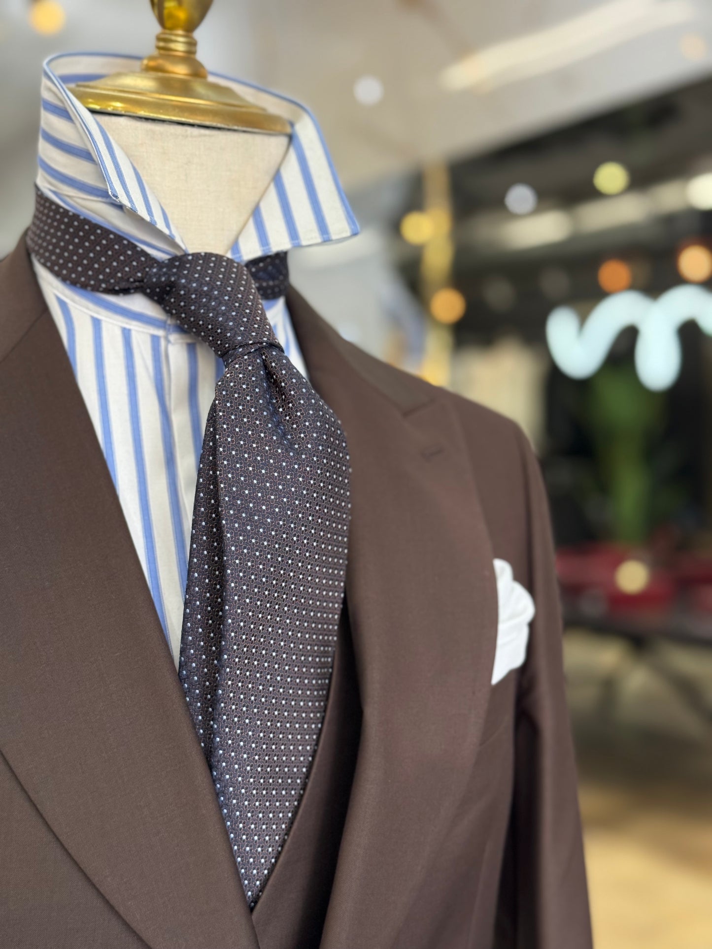 Necktie Rich chocolate and blue floral