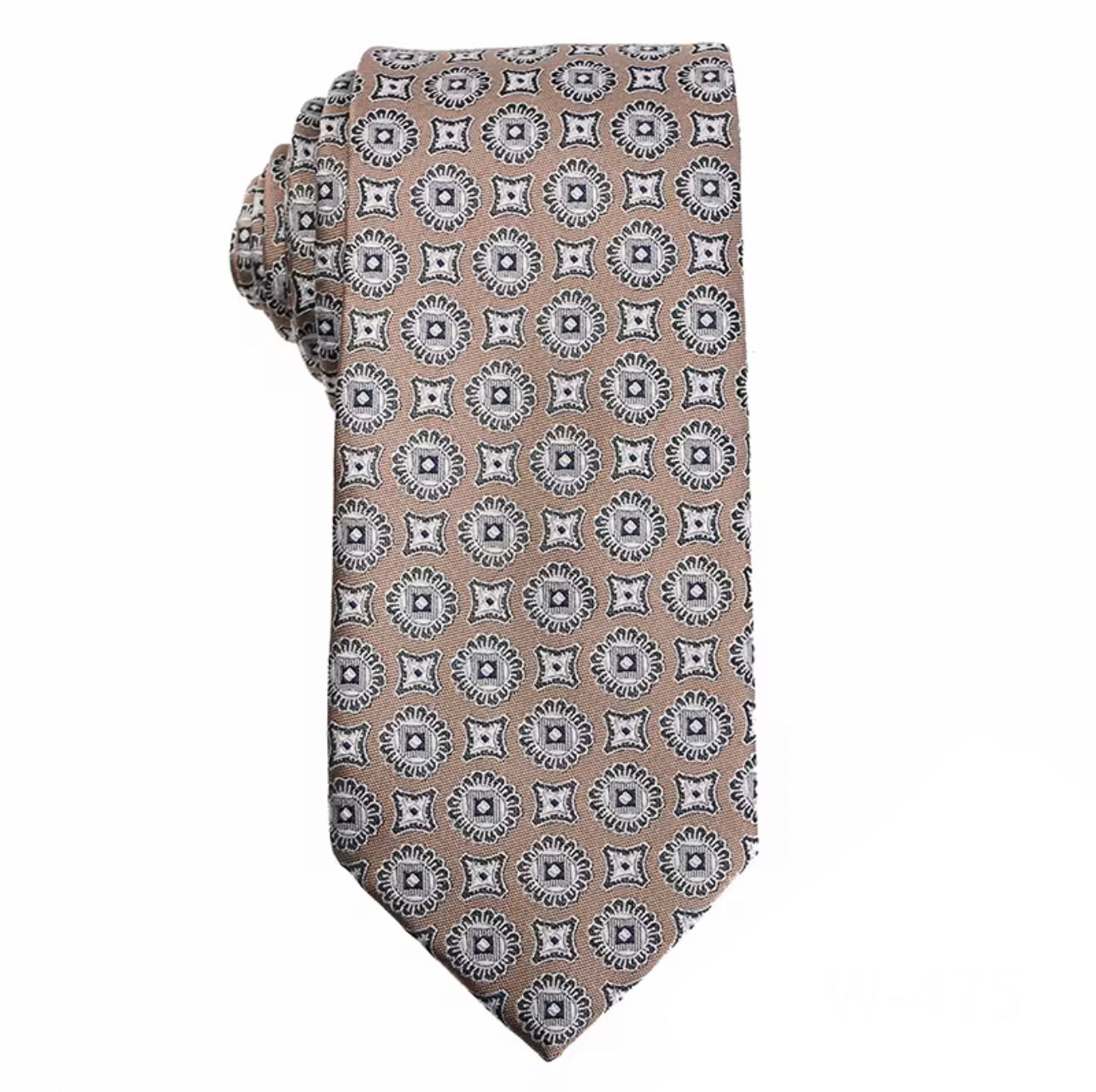 Necktie Bronce Champagne and black/white medallions