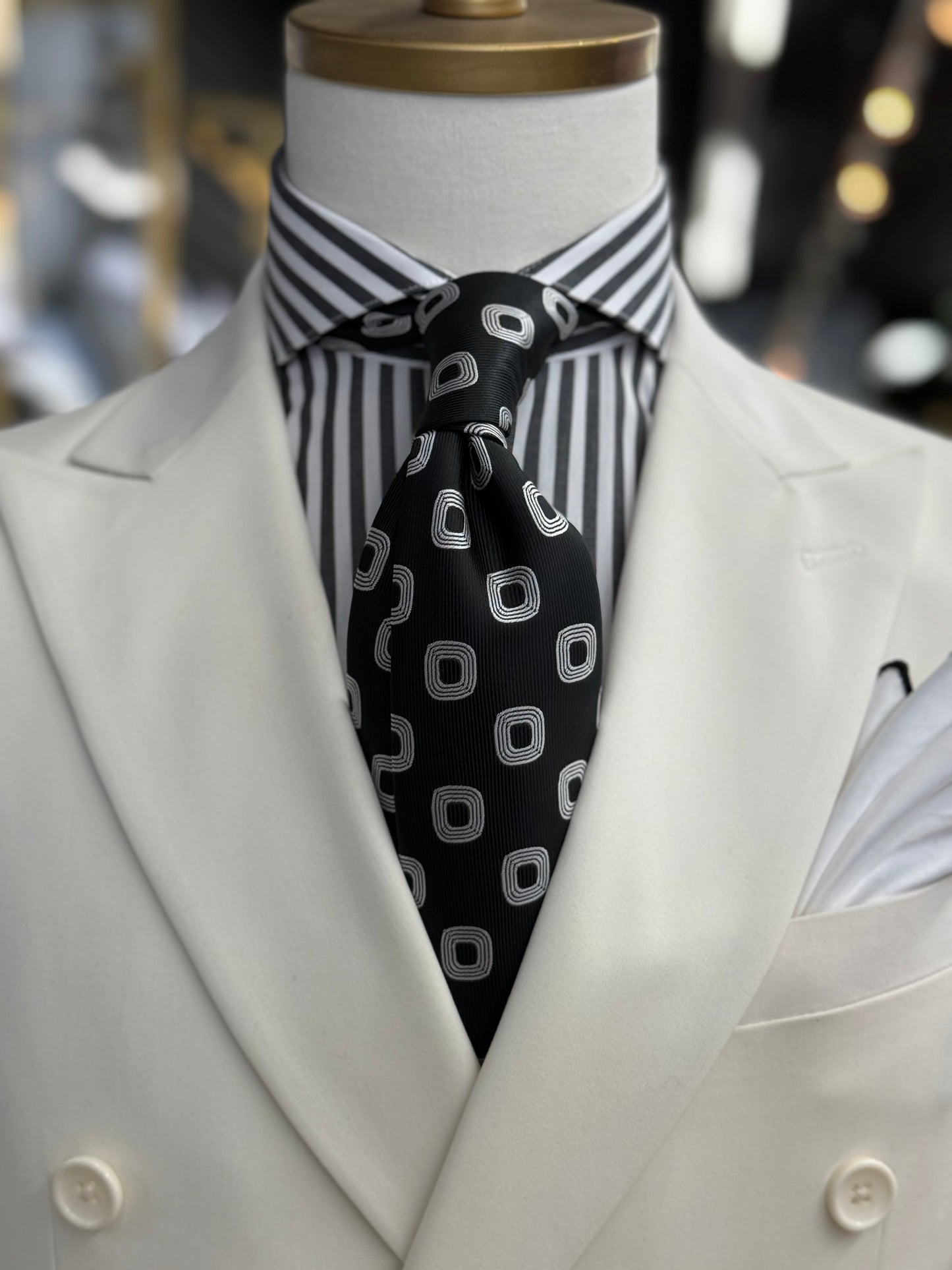 Necktie Square Medallion Black and White