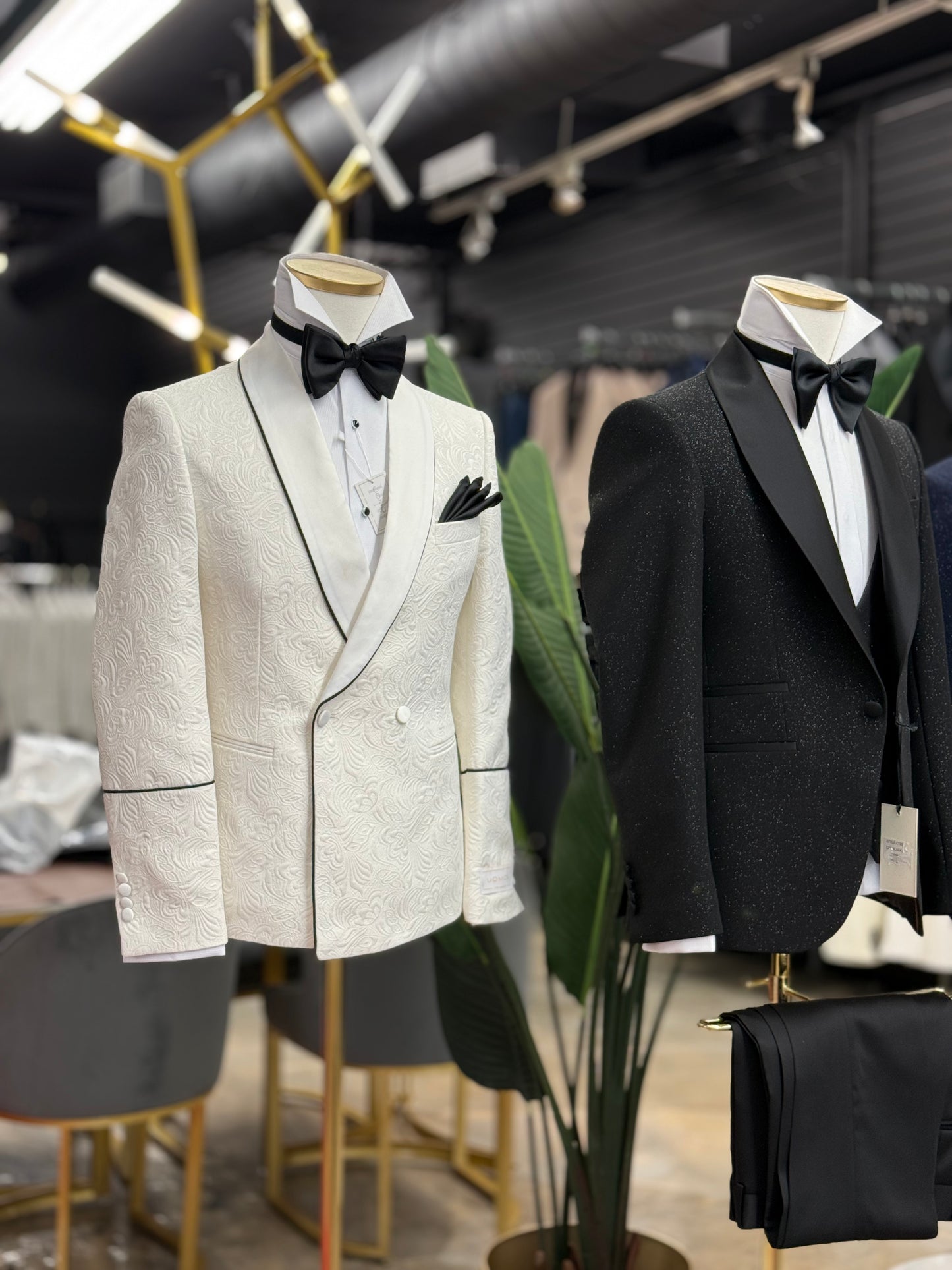 Ivory Jacquard Shawl Lapel Tuxedo Double Breasted