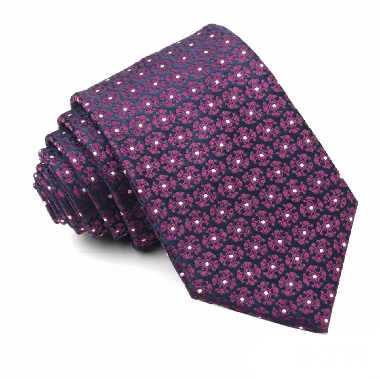 Necktie Plum and Navy geometrical floral