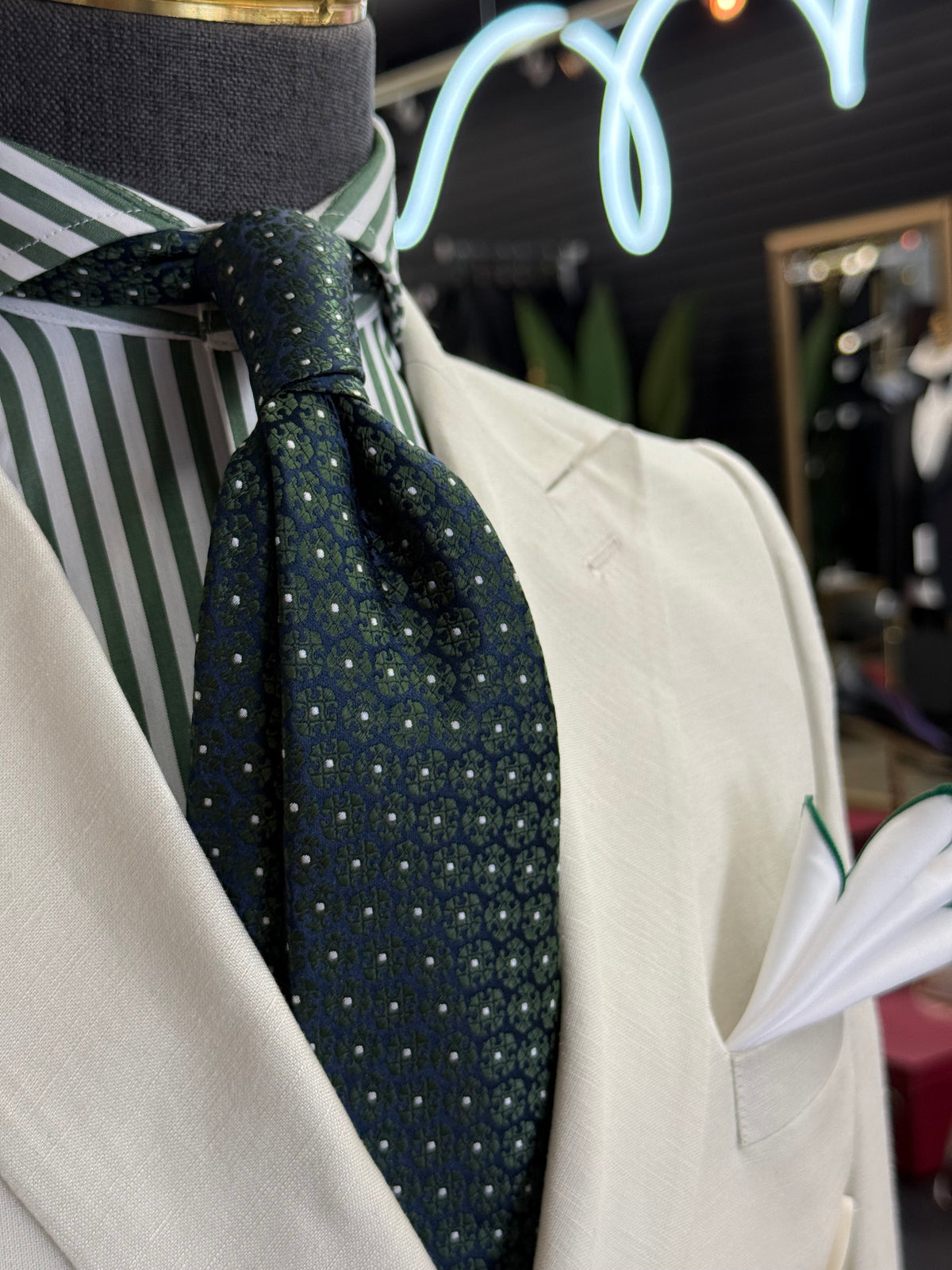 Necktie Medallion Emerald & Midnight Blue