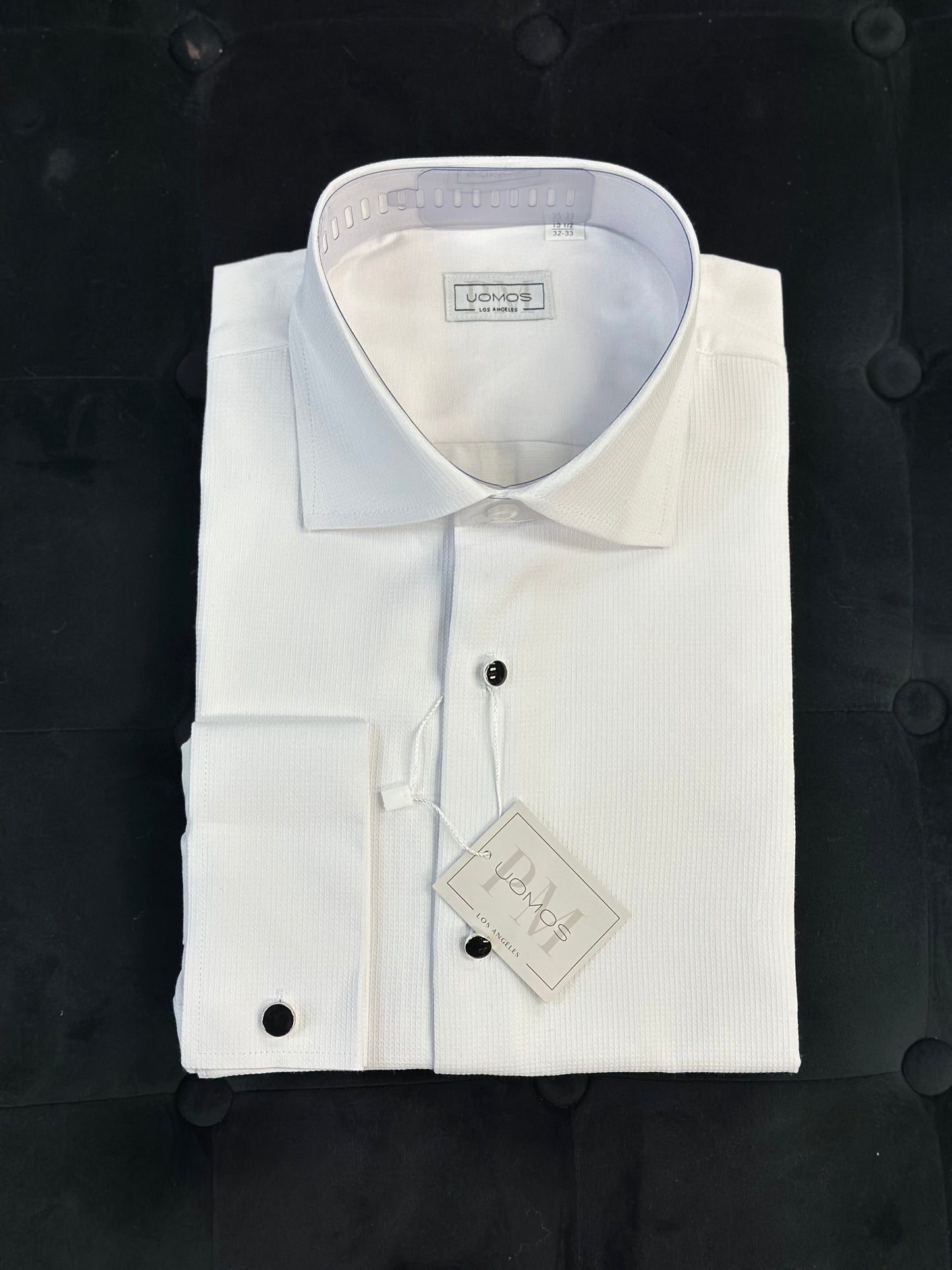 White pique cotton tuxedo shirt slim fit