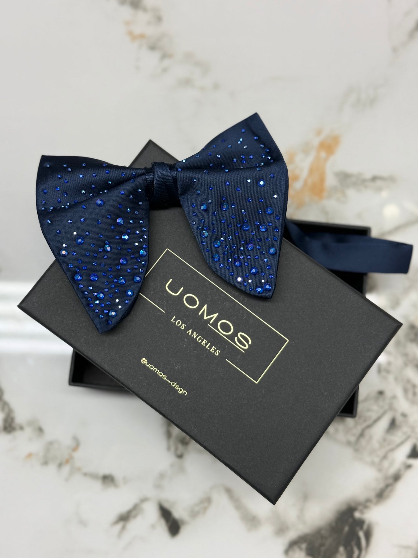 Crystal Navy Big butterfly bow tie
