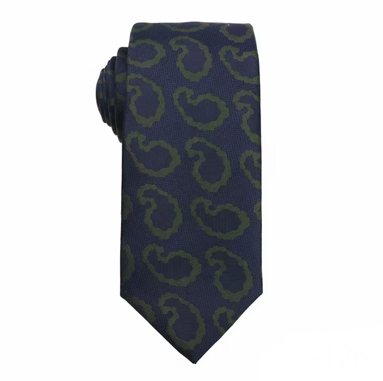 Necktie Navy with big paisley green