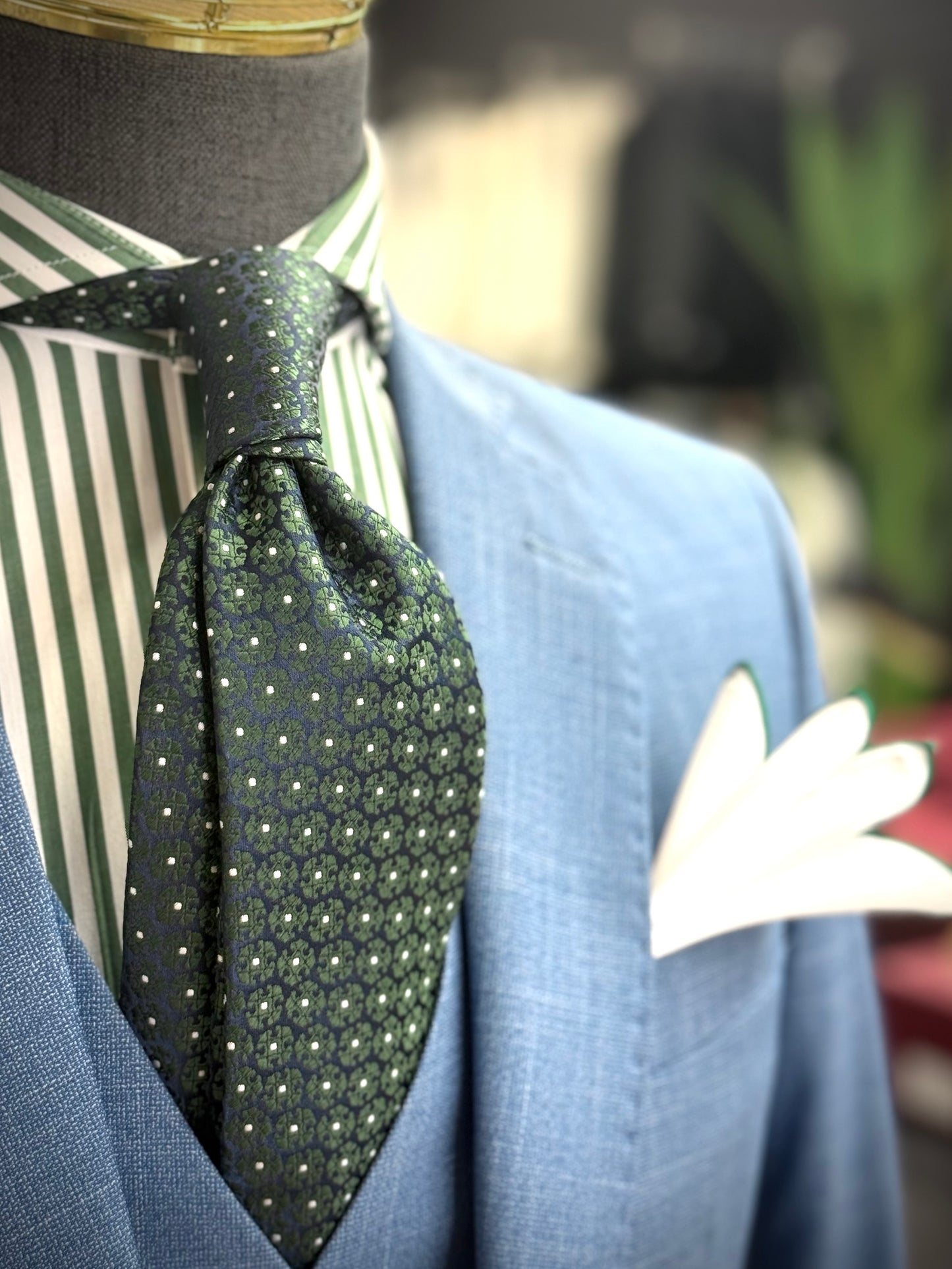 Necktie Hunter Green and Navy geometrical floral