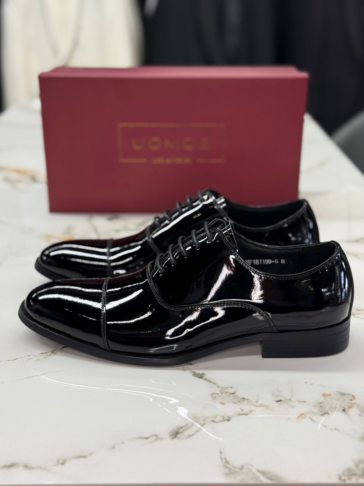 UOMOS Oxford Black pure patent leather Tuxedo