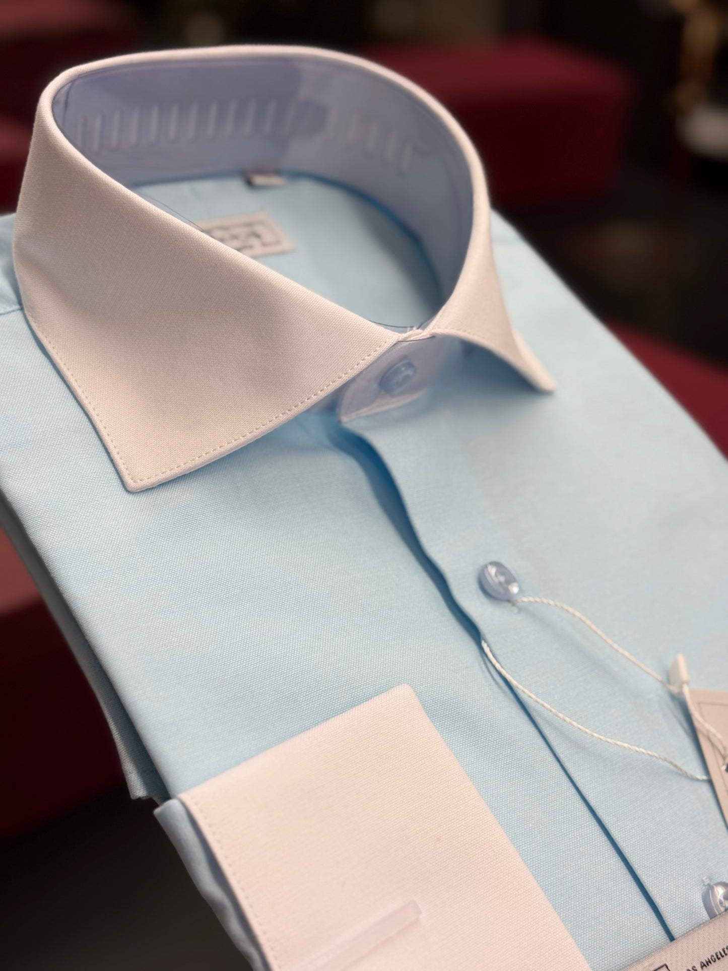 White collar Ligth Blue cotton shirt slim