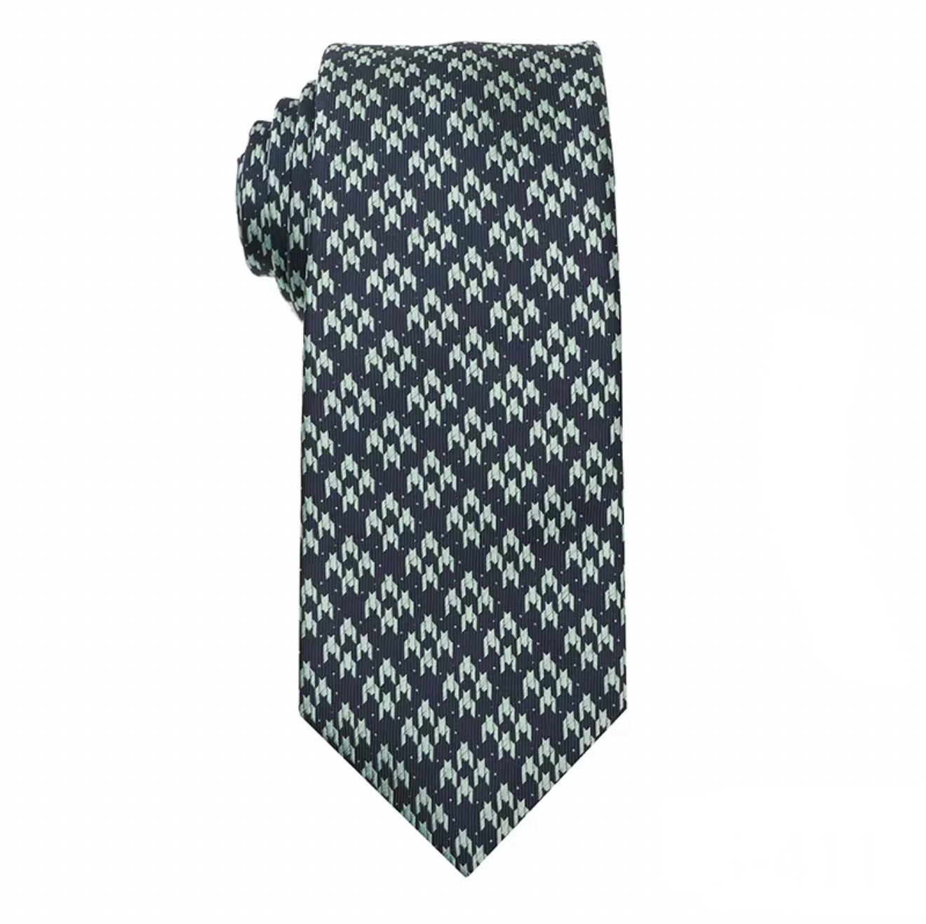 Necktie Green mint and navy houndstooth