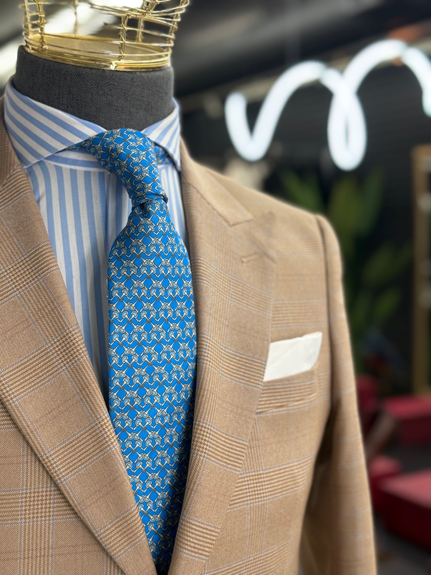 Necktie Horsebit L Blue & Gold