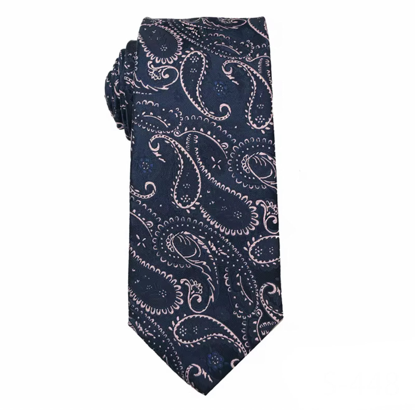 Necktie Navy and Pink pale paisley