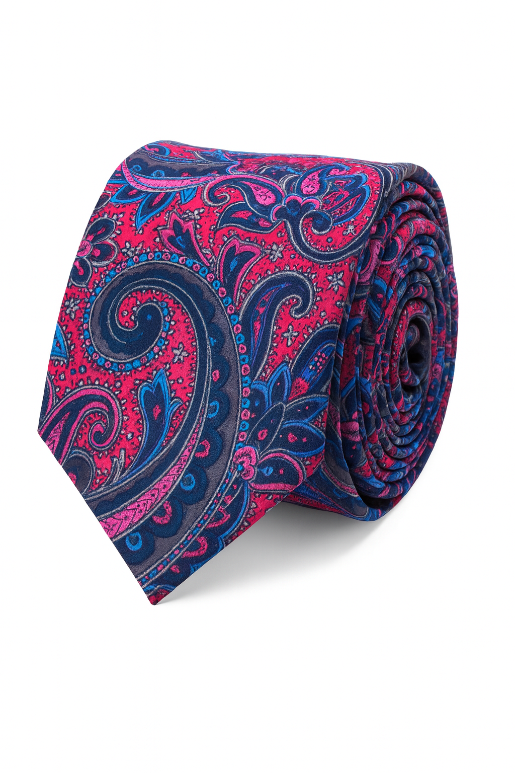 Necktie Big Paisley Pink & Navy Blue