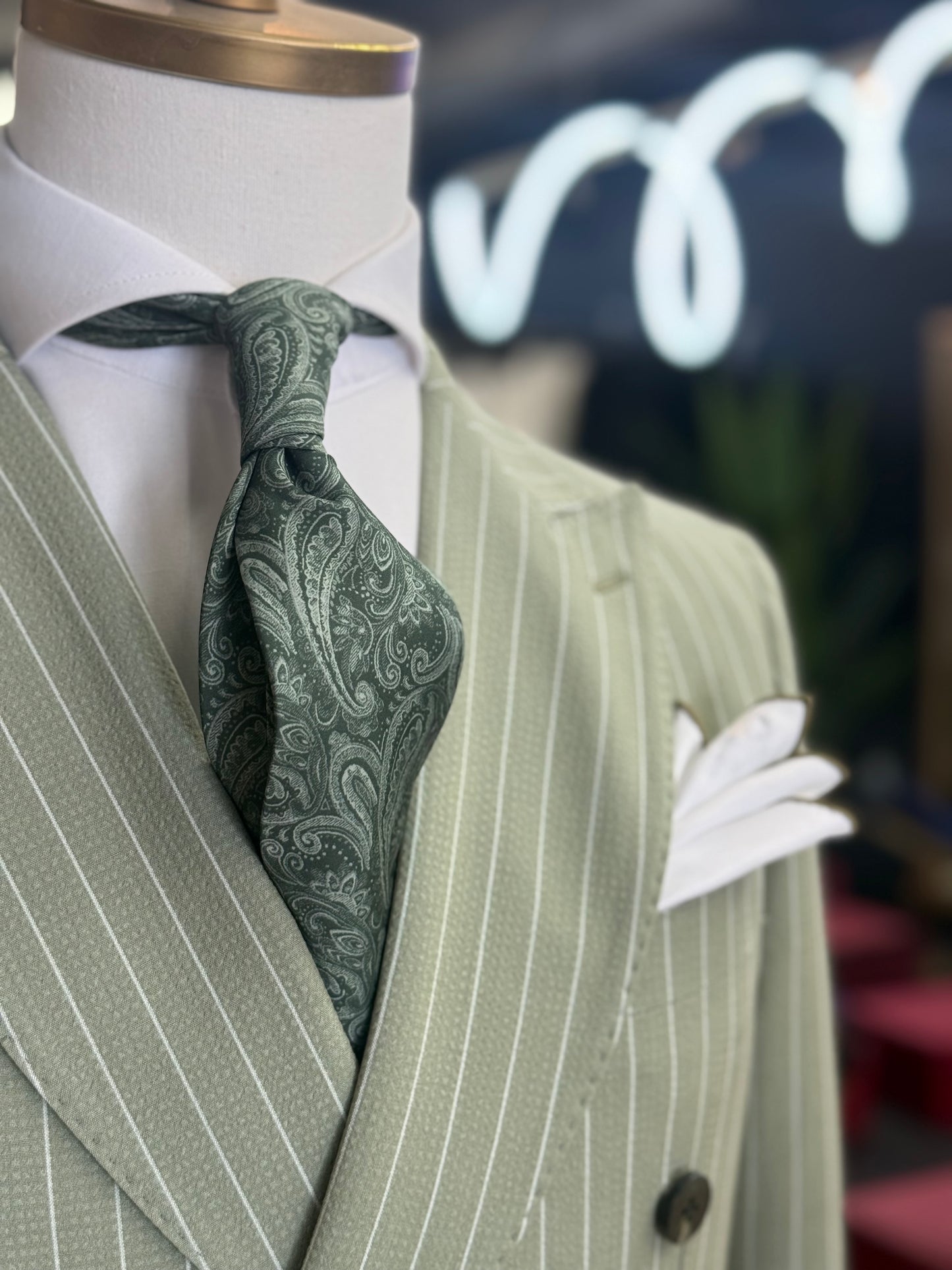 Necktie Green Paisley
