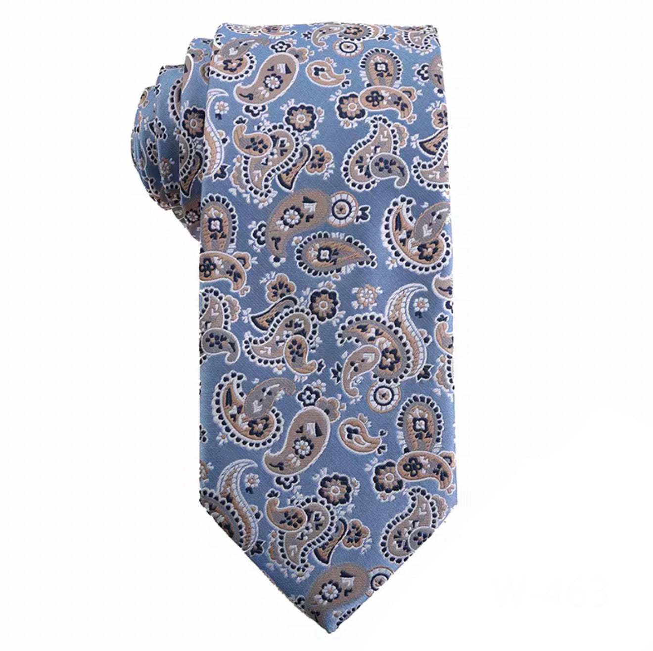 Necktie Powder blue mid size Paisley in Beige and black