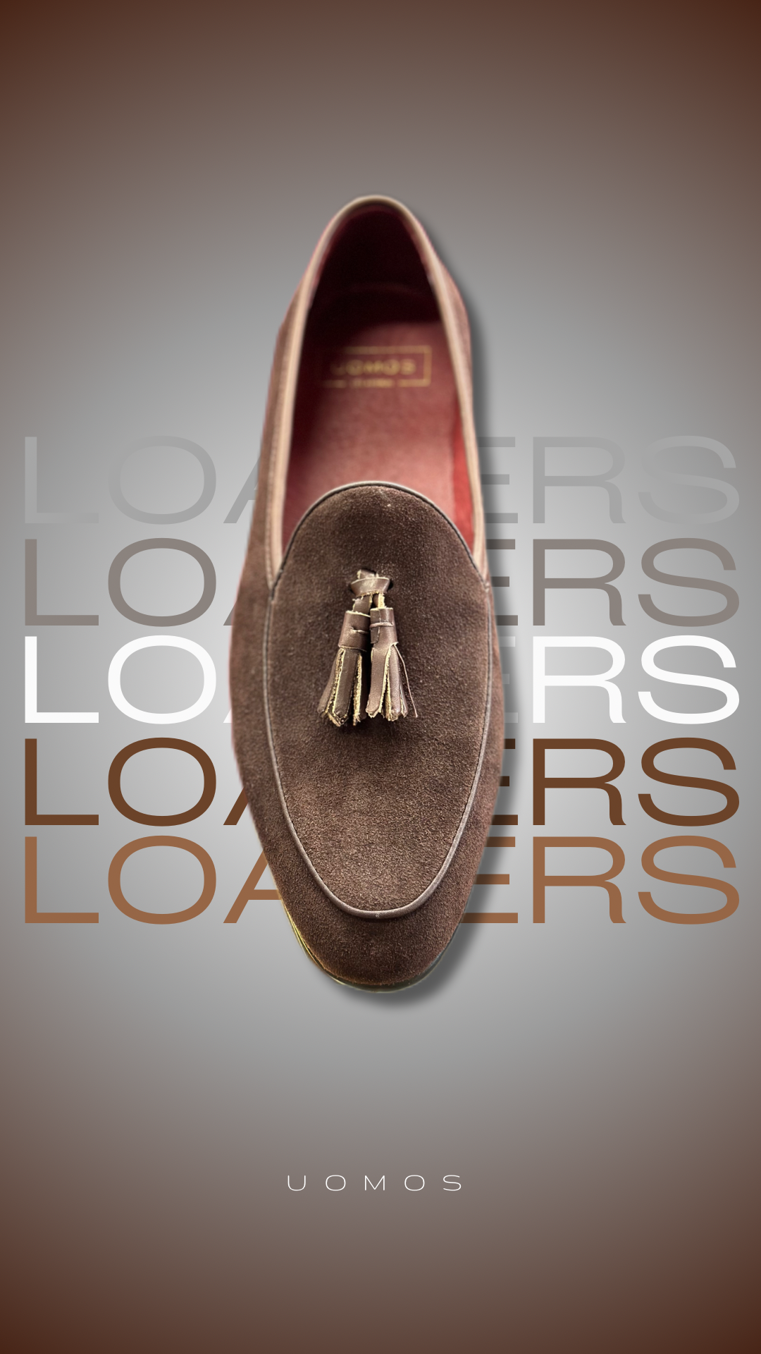 UOMOS brown suede tassel loafers