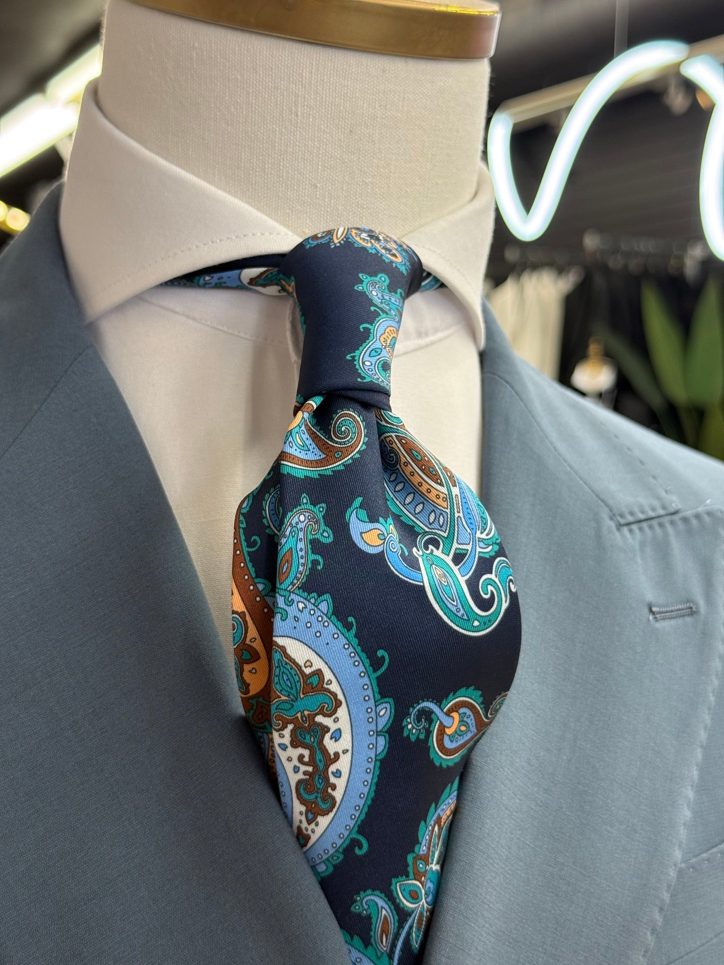 Necktie Big Paisley Navy & Teal