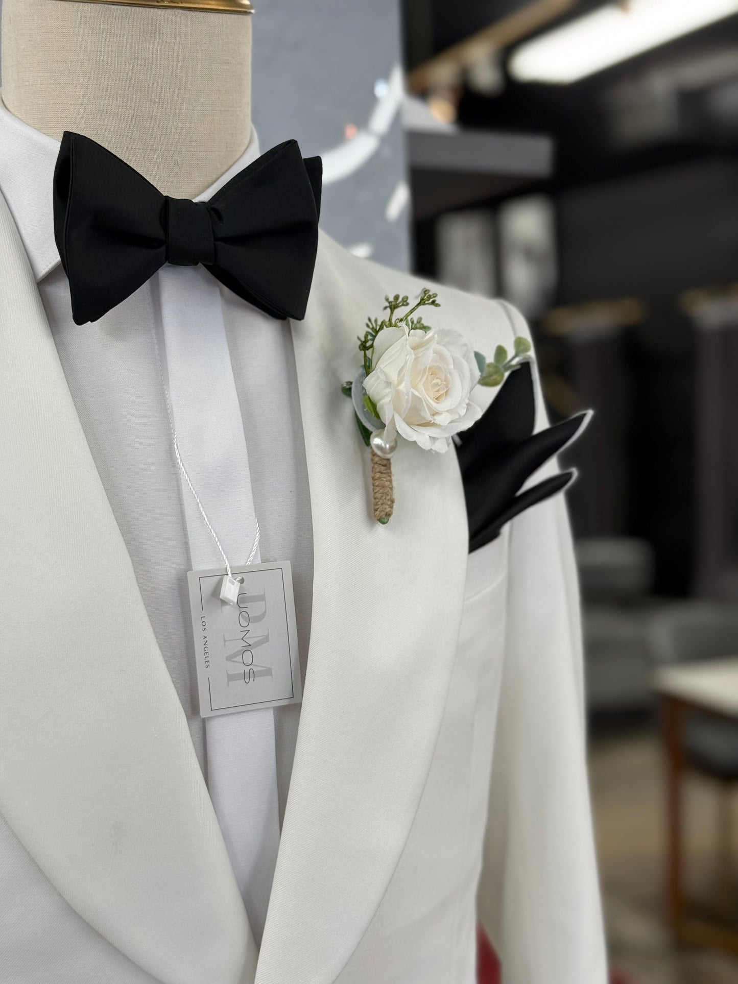 White cotton tuxedo shirt placket slim fit covered buttons