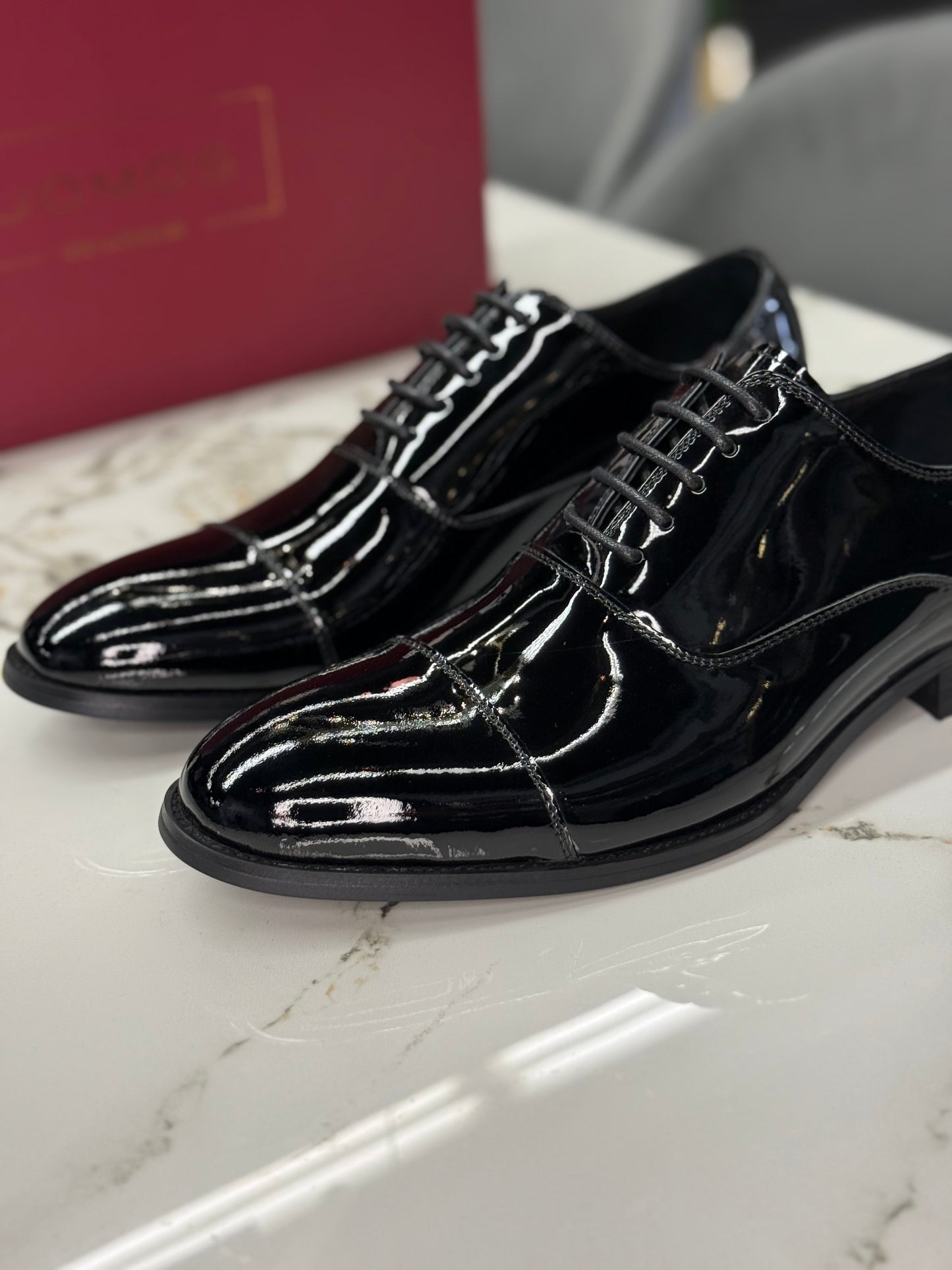 UOMOS Oxford Black pure patent leather Tuxedo