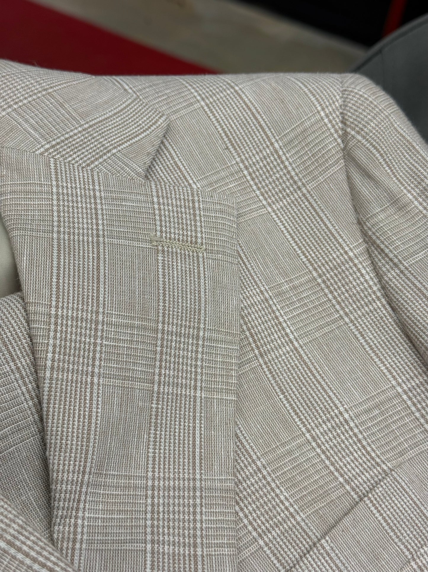 Light Tan Glen Plaid Super 150’s Wool Suit Notch Lapel