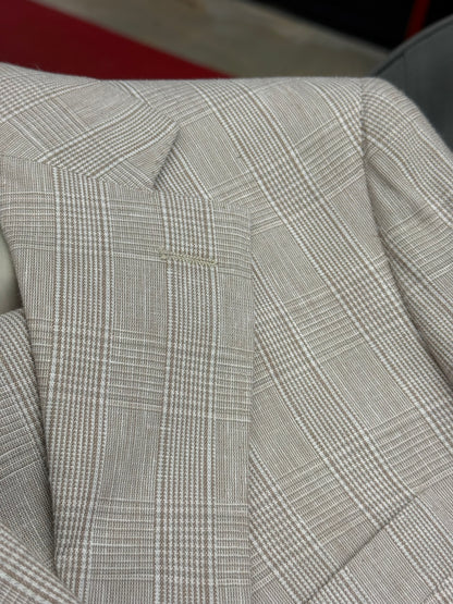 Light Tan Glen Plaid Super 150’s Wool Suit Notch Lapel