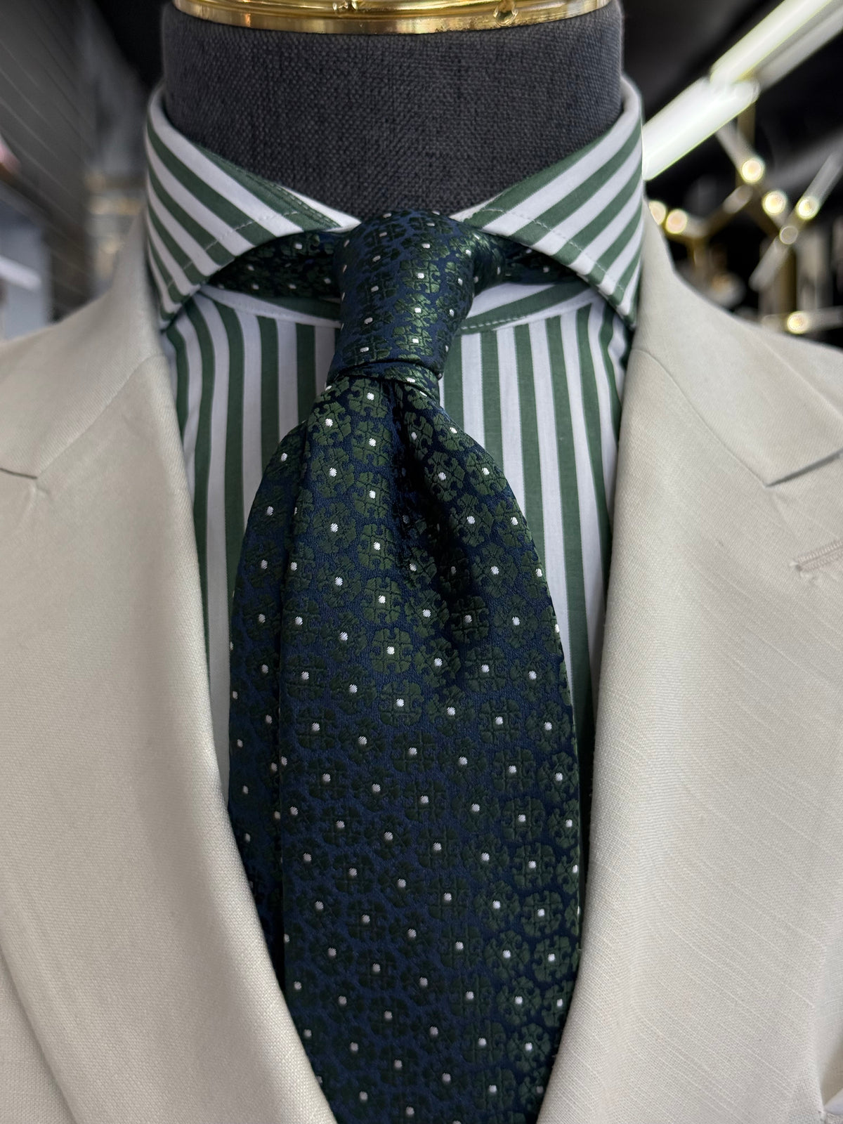 Necktie Medallion Emerald & Midnight Blue
