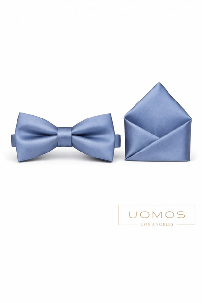 Powder Dusty Blue  Bow tie & Pocket Square set.