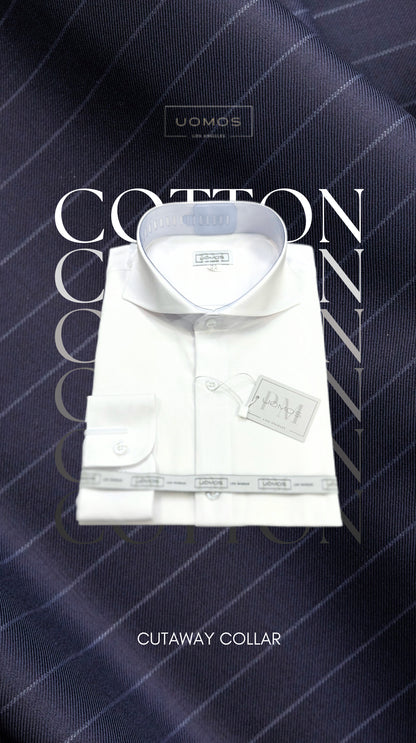 White oxford cut-away cotton shirt slim fit