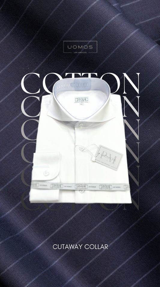 White oxford cut-away cotton shirt slim fit