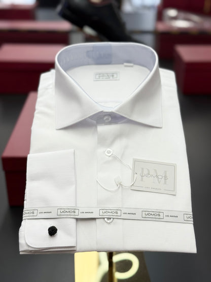 White cotton shirt with French cuffs slim