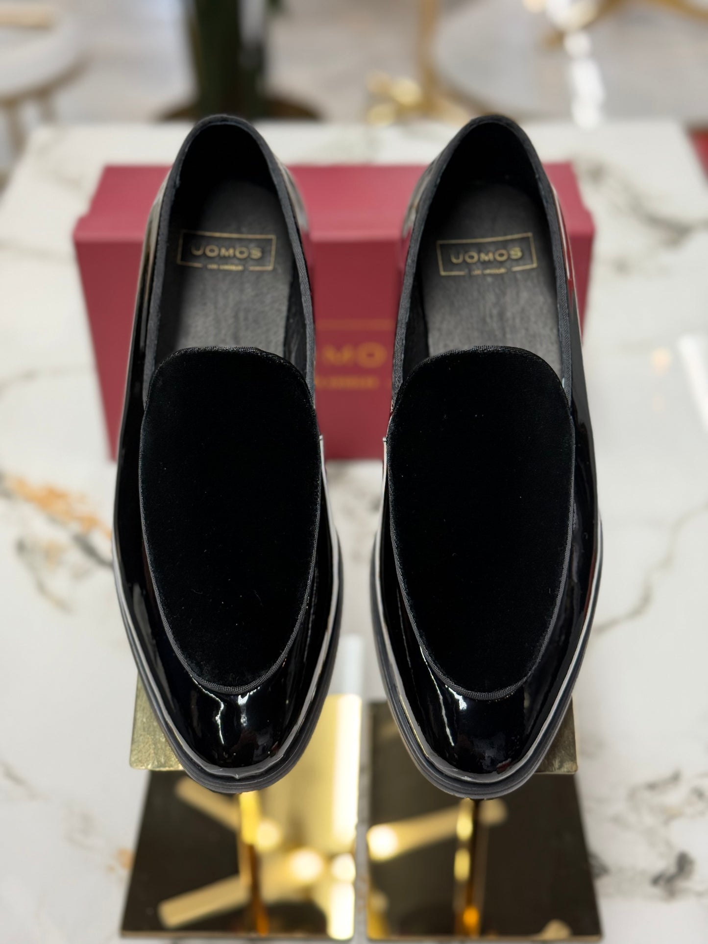 UOMOS Loafers Black Velvet & pure patent leather Tuxedo