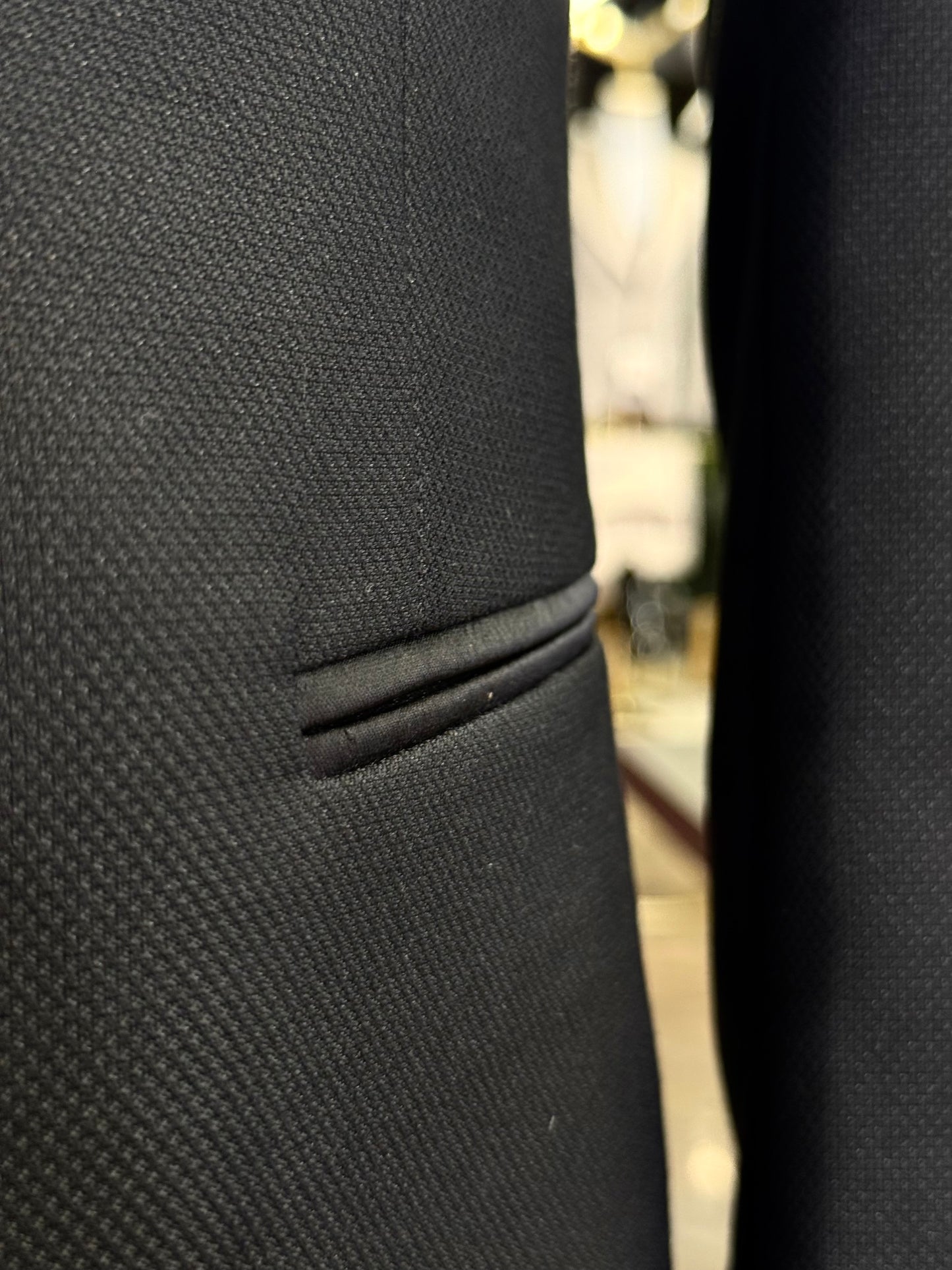 Birdseye Textured Shawl Lapel Black Tuxedo