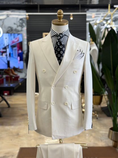 Off White Double-Breasted Suit
