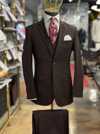 Essential Chocolate Brown Three-Pieces Suit