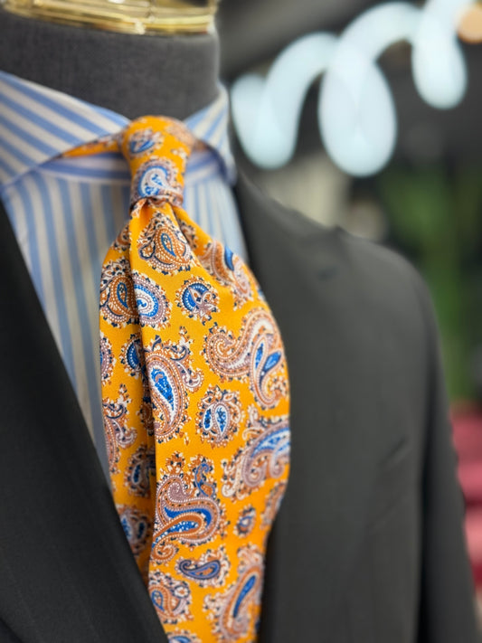 Necktie Golden Saffron Paisley