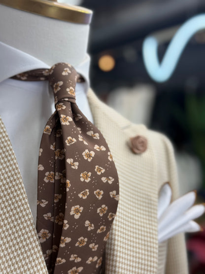 Necktie Floral Brown & Beige