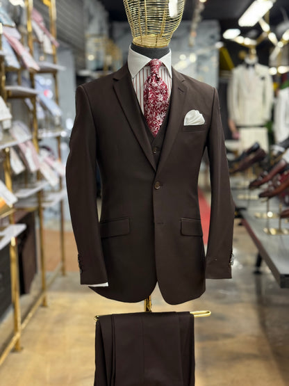 Essential Chocolate Brown Three-Pieces Suit