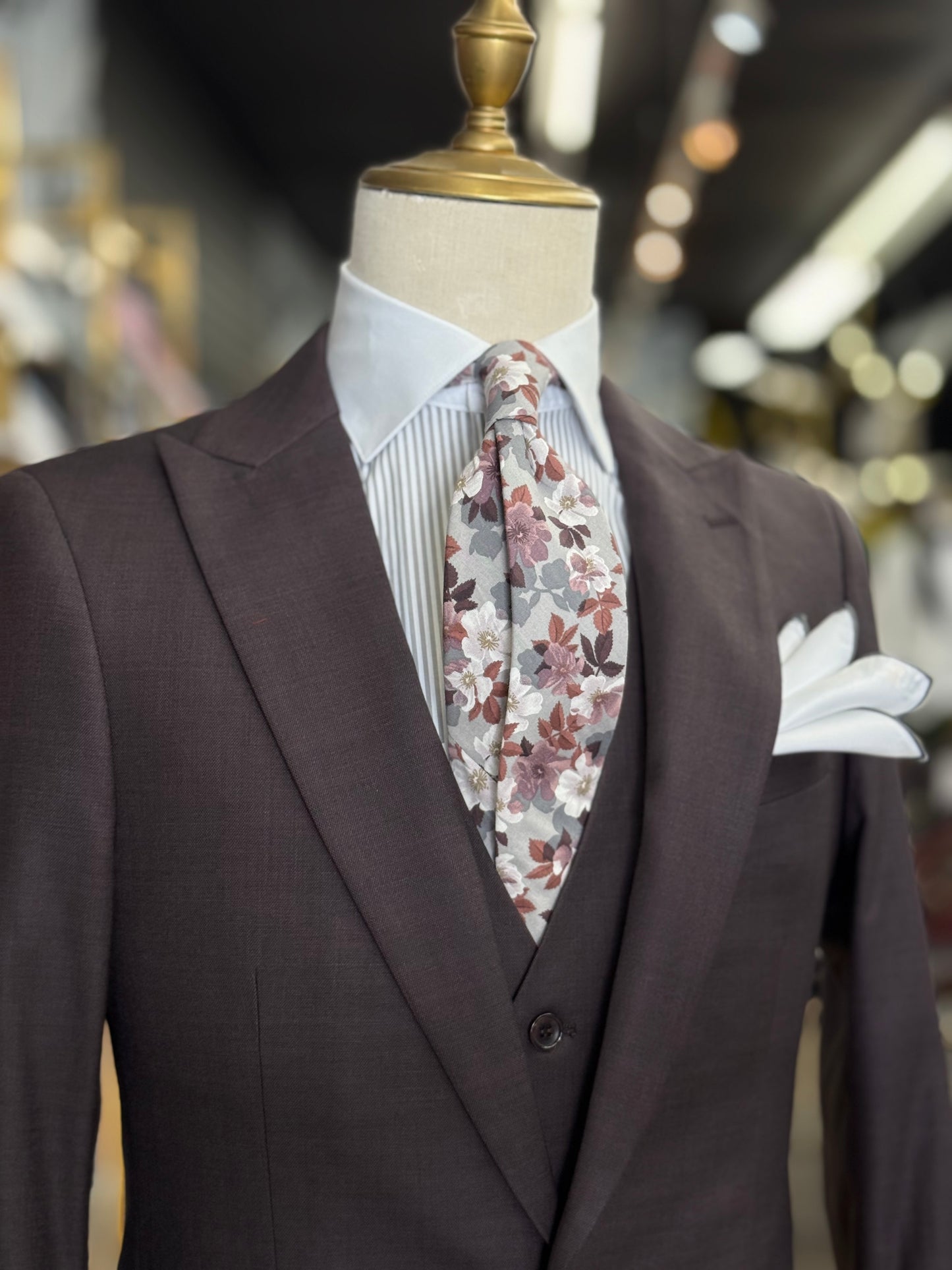 Espresso Plum Peak Lapel Suit