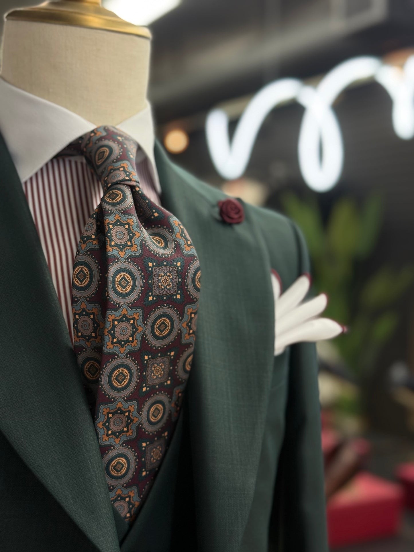 Necktie Burgundy Mosaic Medallion