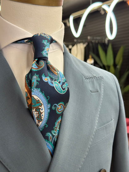 Necktie Big Paisley Navy & Teal