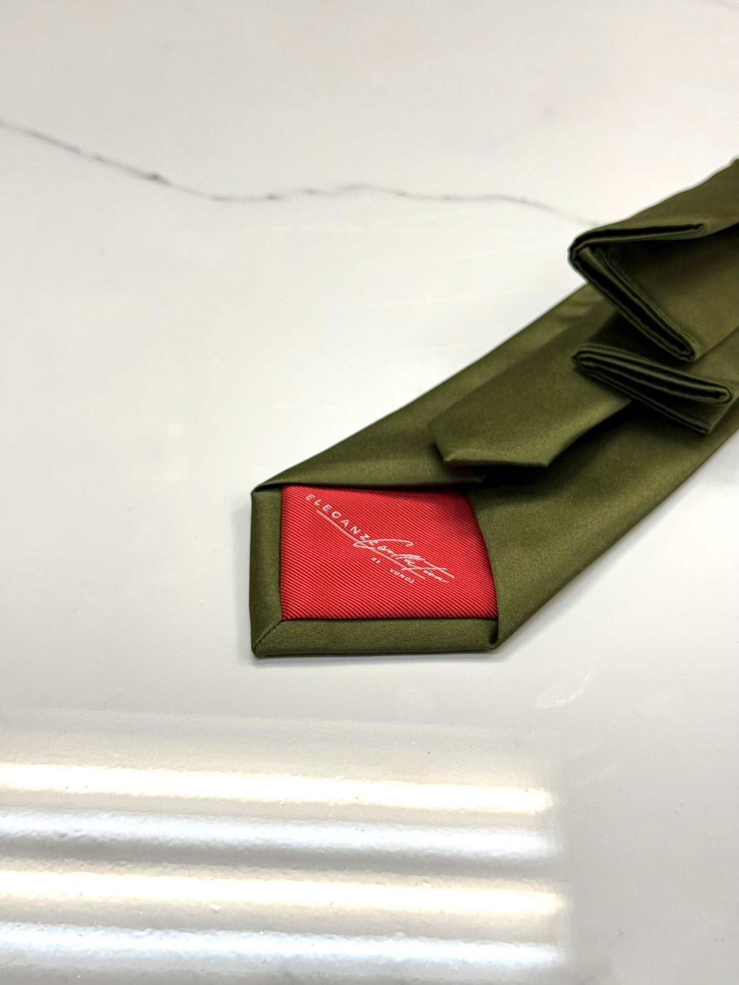 Olive Green Tie & Pocket Square Set