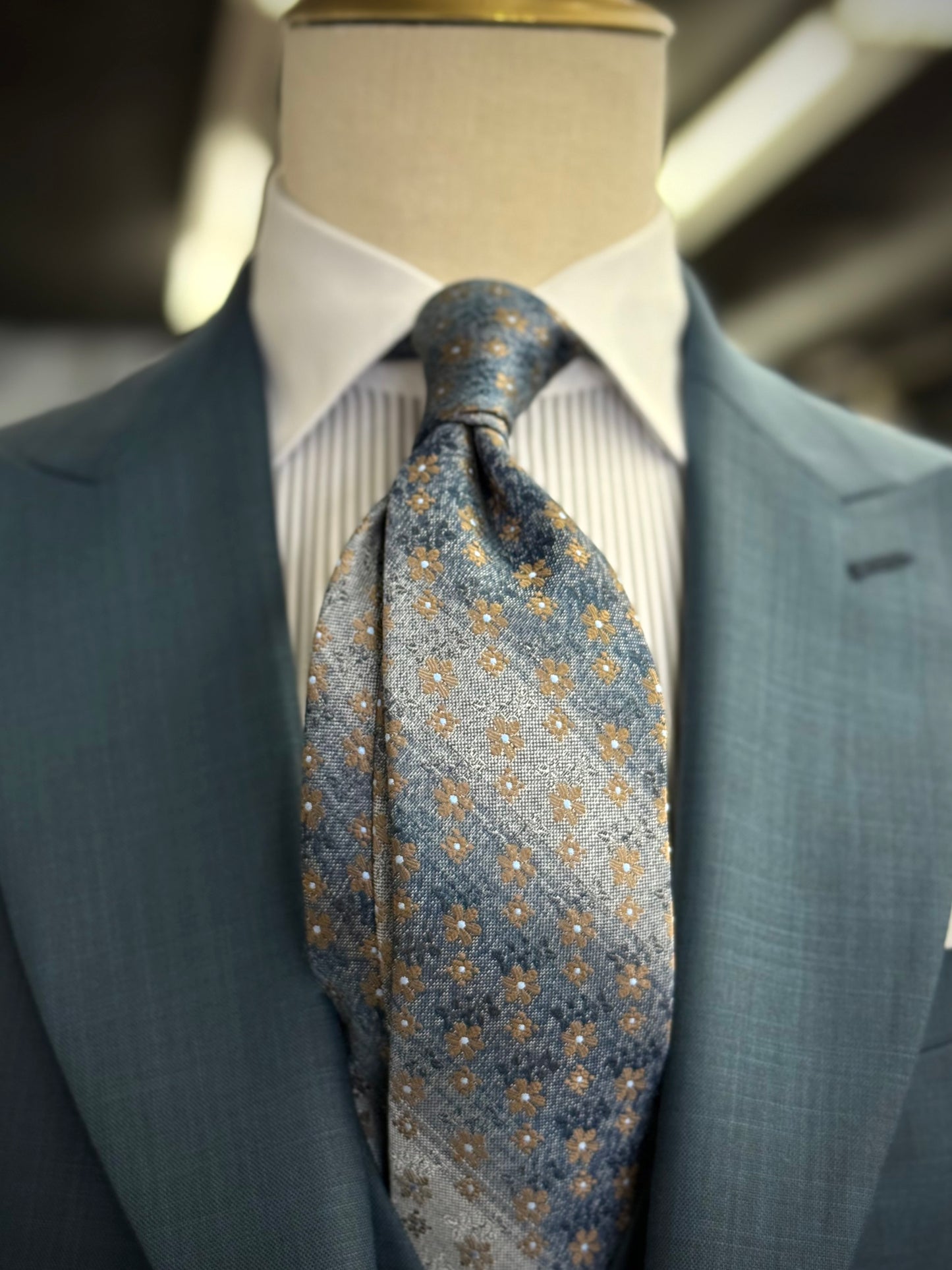 Necktie Aqua Teal Gradient Floral