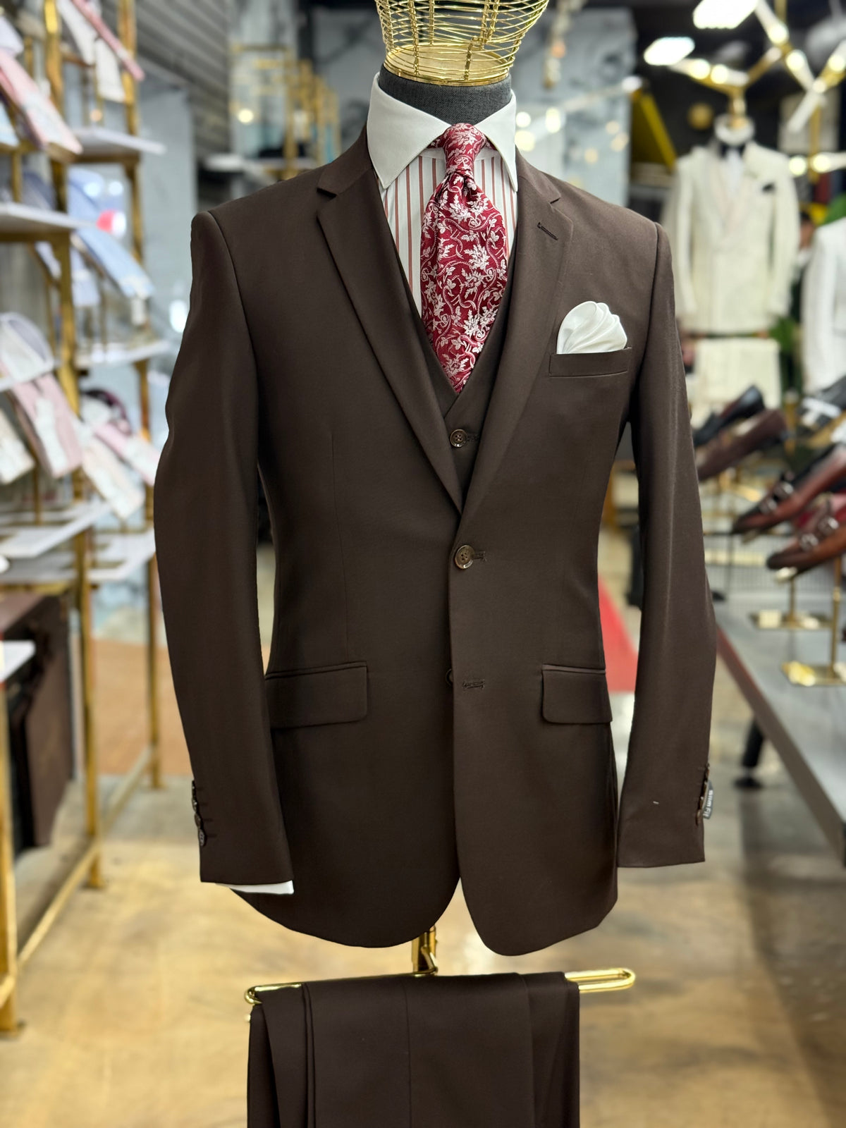 Essential Chocolate Brown Three-Pieces Suit