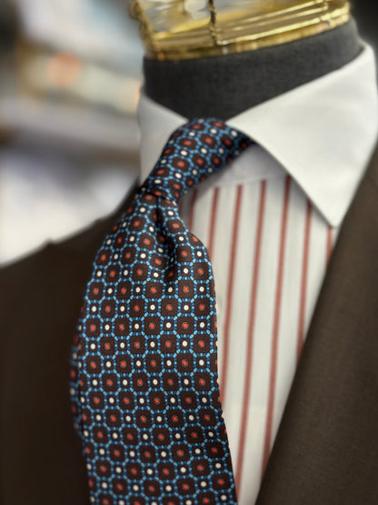 Necktie Brown & Blue Mosaic Geometric