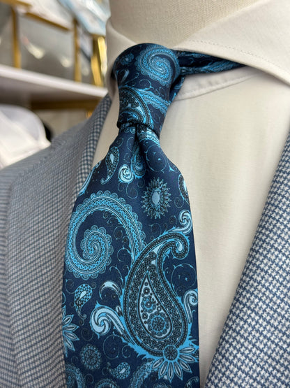 Necktie Bold Paisley Navy & Turquoise
