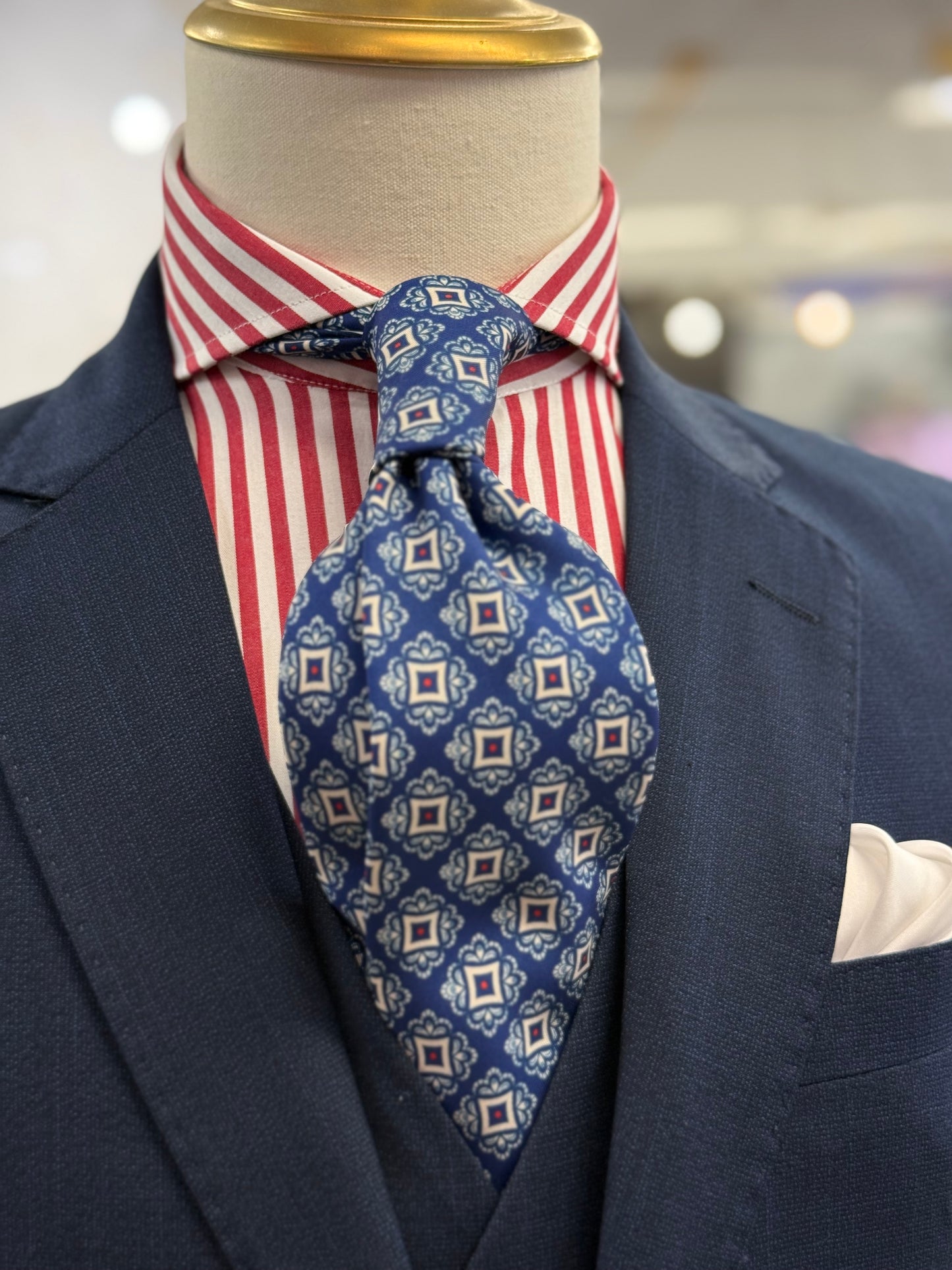 Necktie Medallion Royal Blue and Red dots