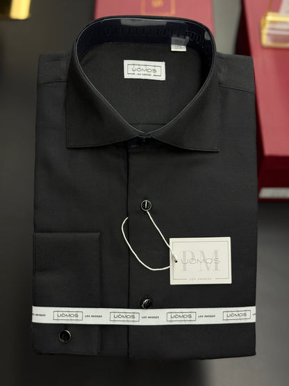Tuxedo Black pique cotton tuxedo shirt slim fit